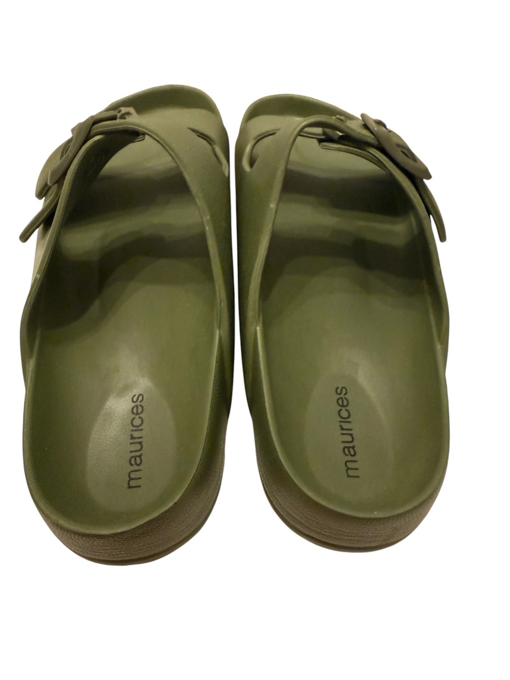 Maurices Olive Green Double-Buckle Slide Sandals - Picture 3 of 5